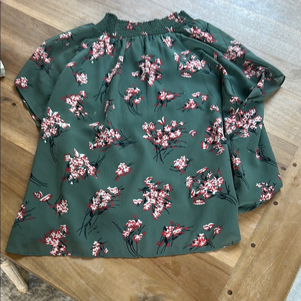 Madewell Green Floral Blouse